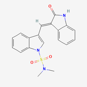 molecular formula C19H17N3O3S B12922707 N,N-Dimethyl-3-((2-oxoindolin-3-ylidene)methyl)-1H-indole-1-sulfonamide 