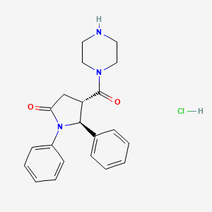molecular formula C21H24ClN3O2 B12922770 trans-1-((5-Oxo-1,2-diphenyl-3-pyrrolidinyl)carbonyl)piperazine monohydrochloride CAS No. 38123-79-4