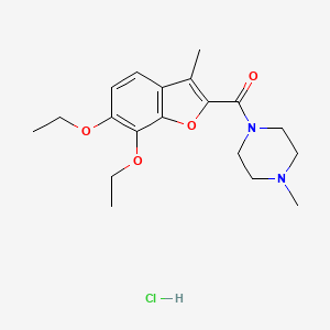 molecular formula C19H27ClN2O4 B12922977 Piperazine, 1-((6,7-diethoxy-3-methyl-2-benzofuranyl)carbonyl)-4-methyl-, monohydrochloride CAS No. 40713-23-3