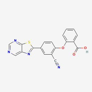molecular formula C19H10N4O3S B12922984 2-[2-Cyano-4-([1,3]thiazolo[5,4-d]pyrimidin-2-yl)phenoxy]benzoic acid CAS No. 918880-58-7