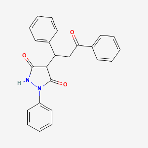 molecular formula C24H20N2O3 B12922995 4-(3-Oxo-1,3-diphenylpropyl)-1-phenylpyrazolidine-3,5-dione CAS No. 104184-08-9