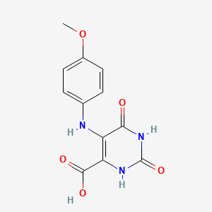 molecular formula C12H11N3O5 B12923091 5-[(4-Methoxyphenyl)amino]-2,6-dioxo-1,2,3,6-tetrahydropyrimidine-4-carboxylic acid CAS No. 6964-60-9