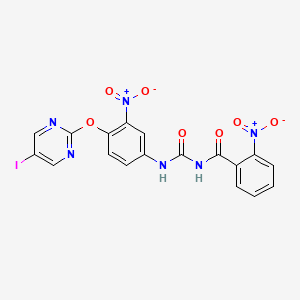 molecular formula C18H11IN6O7 B12923189 Benzamide, N-(((4-((5-iodo-2-pyrimidinyl)oxy)-3-nitrophenyl)amino)carbonyl)-2-nitro- CAS No. 103828-99-5
