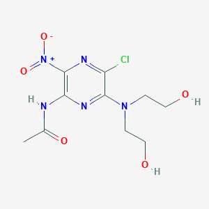 molecular formula C10H14ClN5O5 B12923192 N-(6-(Bis(2-hydroxyethyl)amino)-5-chloro-3-nitropyrazin-2-yl)acetamide CAS No. 89083-19-2