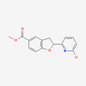 molecular formula C15H12BrNO3 B12923234 Methyl 2-(6-bromopyridin-2-yl)-2,3-dihydrobenzofuran-5-carboxylate CAS No. 851777-28-1