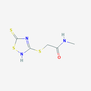 molecular formula C5H7N3OS3 B12923334 N-Methyl-2-[(5-sulfanylidene-2,5-dihydro-1,2,4-thiadiazol-3-yl)sulfanyl]acetamide CAS No. 95115-09-6