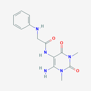 molecular formula C14H17N5O3 B12923419 N-(6-Amino-1,3-dimethyl-2,4-dioxo-1,2,3,4-tetrahydropyrimidin-5-yl)-N~2~-phenylglycinamide CAS No. 857474-92-1