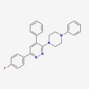 molecular formula C26H23FN4 B12923479 Pyridazine, 6-(4-fluorophenyl)-4-phenyl-3-(4-phenyl-1-piperazinyl)- CAS No. 190776-50-2