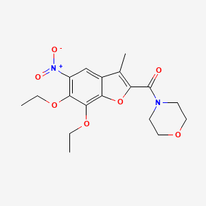 molecular formula C18H22N2O7 B12923587 Morpholine, 4-((6,7-diethoxy-3-methyl-5-nitro-2-benzofuranyl)carbonyl)- CAS No. 40713-22-2