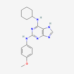 molecular formula C18H22N6O B12923594 N~6~-Cyclohexyl-N~2~-(4-methoxyphenyl)-7H-purine-2,6-diamine CAS No. 789488-36-4