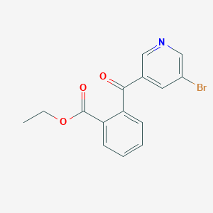molecular formula C15H12BrNO3 B1292364 3-Bromo-5-(2-ethoxycarbonylbenzoyl)pyridine CAS No. 898771-80-7