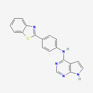 molecular formula C19H13N5S B12923653 N-(4-(benzo[d]thiazol-2-yl)phenyl)-7H-pyrrolo[2,3-d]pyrimidin-4-amine CAS No. 920519-66-0