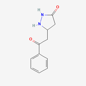 molecular formula C11H12N2O2 B12923688 5-(2-Oxo-2-phenylethyl)pyrazolidin-3-one CAS No. 62807-99-2