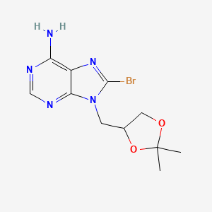 molecular formula C11H14BrN5O2 B12923798 8-Bromo-9-((2,2-dimethyl-1,3-dioxolan-4-yl)methyl)-9H-purin-6-amine CAS No. 87888-82-2