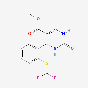 molecular formula C14H14F2N2O3S B12923901 5-Pyrimidinecarboxylic acid, 1,2,3,4-tetrahydro-4-(2-((difluoromethyl)thio)phenyl)-6-methyl-2-oxo-, methyl ester CAS No. 118201-39-1