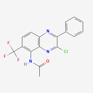 molecular formula C17H11ClF3N3O B12923978 N-(3-Chloro-2-phenyl-6-(trifluoromethyl)quinoxalin-5-yl)acetamide CAS No. 185308-29-6