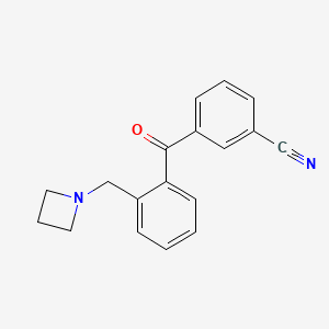 molecular formula C18H16N2O B1292422 2-Azetidinomethyl-3'-cyanobenzophenone CAS No. 898754-47-7