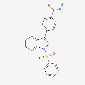 molecular formula C21H16N2O3S B12924284 Benzamide, 4-[1-(phenylsulfonyl)-1H-indol-3-yl]- CAS No. 184842-71-5