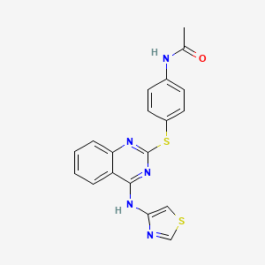 molecular formula C19H15N5OS2 B12924335 Acetamide, N-[4-[[4-(4-thiazolylamino)-2-quinazolinyl]thio]phenyl]- CAS No. 603932-28-1