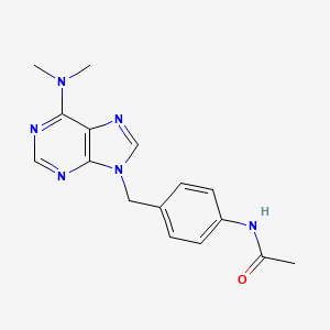 molecular formula C16H18N6O B12924451 Acetamide, N-(4-((6-(dimethylamino)-9H-purin-9-yl)methyl)phenyl)- CAS No. 115204-51-8