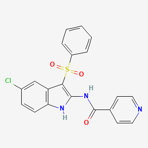 molecular formula C20H14ClN3O3S B12924811 N-[3-(Benzenesulfonyl)-5-chloro-1H-indol-2-yl]pyridine-4-carboxamide CAS No. 918493-44-4