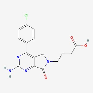 molecular formula C16H15ClN4O3 B12924871 4-[2-Amino-4-(4-chlorophenyl)-7-oxo-5,7-dihydro-6h-pyrrolo[3,4-d]pyrimidin-6-yl]butanoic acid CAS No. 76628-80-3