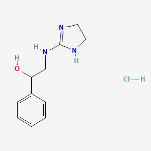molecular formula C11H16ClN3O B12924882 alpha-(((4,5-Dihydro-1H-imidazol-2-yl)amino)methyl)benzyl alcohol monohydrochloride CAS No. 83732-52-9
