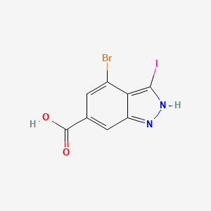 molecular formula C8H4BrIN2O2 B1292526 4-Bromo-3-iodo-1H-indazole-6-carboxylic acid CAS No. 885523-54-6