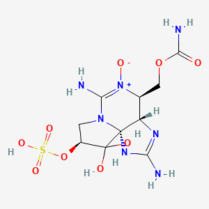 molecular formula C10H17N7O9S B12925291 [(3aS,4R,9S,10aS)-2-amino-5,10,10-trihydroxy-6-imino-9-sulfooxy-3a,4,8,9-tetrahydro-1H-pyrrolo[1,2-c]purin-4-yl]methyl carbamate 