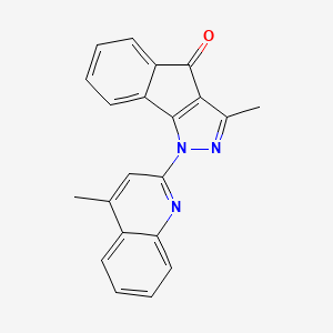 molecular formula C21H15N3O B12925618 Indeno(1,2-c)pyrazol-4(1H)-one, 3-methyl-1-(4-methyl-2-quinolinyl)- CAS No. 130946-60-0