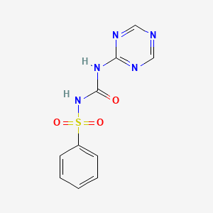 molecular formula C10H9N5O3S B12925986 N-((1,3,5-Triazin-2-yl)carbamoyl)benzenesulfonamide CAS No. 122252-37-3