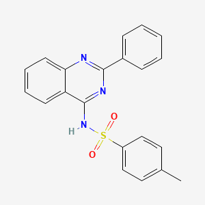 molecular formula C21H17N3O2S B12926073 Benzenesulfonamide, 4-methyl-N-(2-phenyl-4-quinazolinyl)- CAS No. 50871-62-0