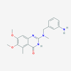 molecular formula C19H22N4O3 B12926089 2-((3-Aminobenzyl)(methyl)amino)-6,7-dimethoxy-5-methylquinazolin-4(1H)-one CAS No. 828242-25-7
