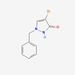 molecular formula C10H9BrN2O B12926095 3H-Pyrazol-3-one, 4-bromo-1,2-dihydro-1-(phenylmethyl)- CAS No. 58365-17-6