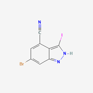 molecular formula C8H3BrIN3 B1292611 6-Bromo-3-iodo-1H-indazole-4-carbonitrile CAS No. 1000342-60-8