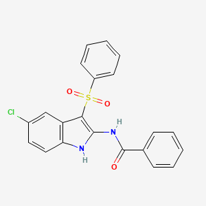 molecular formula C21H15ClN2O3S B12926122 N-[3-(Benzenesulfonyl)-5-chloro-1H-indol-2-yl]benzamide CAS No. 918493-52-4