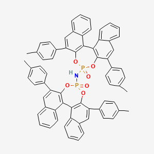 molecular formula C68H49NO6P2 B12926391 N-[10,16-bis(4-methylphenyl)-13-oxo-12,14-dioxa-13λ5-phosphapentacyclo[13.8.0.02,11.03,8.018,23]tricosa-1(15),2(11),3,5,7,9,16,18,20,22-decaen-13-yl]-10,16-bis(4-methylphenyl)-13-oxo-12,14-dioxa-13λ5-phosphapentacyclo[13.8.0.02,11.03,8.018,23]tricosa-1(15),2(11),3,5,7,9,16,18,20,22-decaen-13-amine 