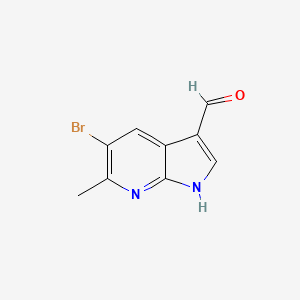 molecular formula C9H7BrN2O B1292643 5-Bromo-6-methyl-1H-pyrrolo[2,3-b]pyridine-3-carbaldehyde CAS No. 1000343-91-8