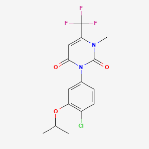 molecular formula C15H14ClF3N2O3 B12926593 2,4(1H,3H)-Pyrimidinedione, 3-(4-chloro-3-(1-methylethoxy)phenyl)-1-methyl-6-(trifluoromethyl)- CAS No. 133762-96-6