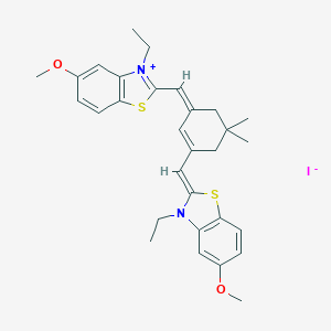 B129267 3-Ethyl-2-({3-[(3-ethyl-5-methoxy-1,3-benzothiazol-2(3H)-ylidene)methyl]-5,5-dimethylcyclohex-2-en-1-ylidene}methyl)-5-methoxy-1,3-benzothiazol-3-ium iodide CAS No. 158320-43-5