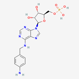molecular formula C17H21N6O7P B12926703 N-[(4-Aminophenyl)methyl]adenosine 5'-(dihydrogen phosphate) CAS No. 63554-91-6