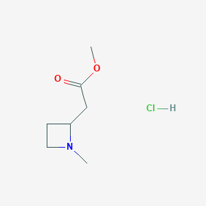 molecular formula C7H14ClNO2 B12926753 Methyl 2-(1-methylazetidin-2-yl)acetate hydrochloride 