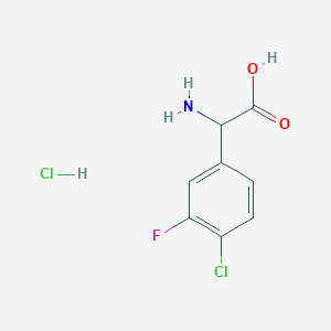 molecular formula C8H8Cl2FNO2 B1292677 2-Amino-2-(4-chloro-3-fluorophenyl)acetic acid hydrochloride CAS No. 1135916-92-5