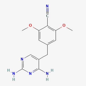 molecular formula C14H15N5O2 B12926803 Benzonitrile, 4-((2,4-diamino-5-pyrimidinyl)methyl)-2,6-dimethoxy- CAS No. 55687-58-6