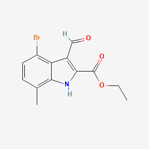 molecular formula C13H12BrNO3 B12927060 Ethyl 4-bromo-3-formyl-7-methyl-1H-indole-2-carboxylate 