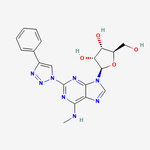 molecular formula C19H20N8O4 B12927239 N-Methyl-2-(4-phenyl-1H-1,2,3-triazol-1-yl)adenosine CAS No. 906670-49-3