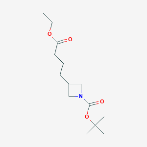 molecular formula C14H25NO4 B12927378 tert-Butyl 3-(4-ethoxy-4-oxobutyl)azetidine-1-carboxylate 