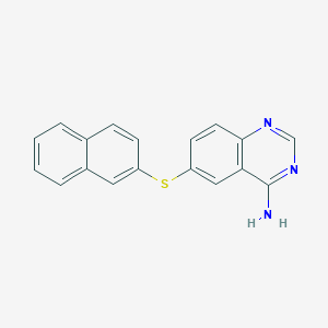 molecular formula C18H13N3S B12927520 4-Amino-6-[2-naphthylthio]quinazoline CAS No. 52979-15-4