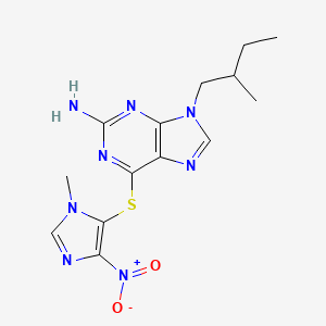 molecular formula C14H18N8O2S B12927548 6-((1-Methyl-4-nitro-1H-imidazol-5-yl)thio)-9-(2-methylbutyl)-9H-purin-2-amine CAS No. 94093-63-7