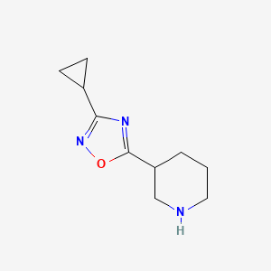 molecular formula C10H15N3O B1292763 3-(3-Cyclopropyl-1,2,4-oxadiazol-5-yl)piperidine CAS No. 1042499-41-1
